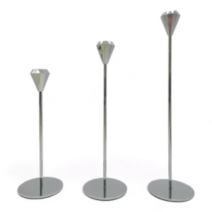 Zestaw 3 świeczników stalowych w 3 rozmiarach Diament