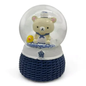 Kula śnieżna szklana z białym misiem i kaczuszką 9cm