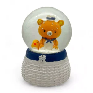 Kula śnieżna szklana z brązowym misiem i kaczuszką 9cm