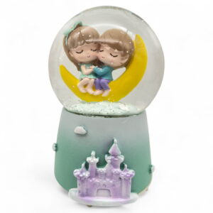 Kula śnieżna z pozytywką księżyc zielona 16cm