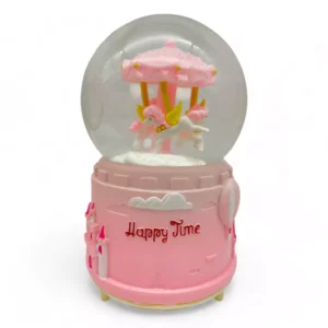 Kula śnieżna z pozytywką karuzela z jednorożcami różowa 17cm