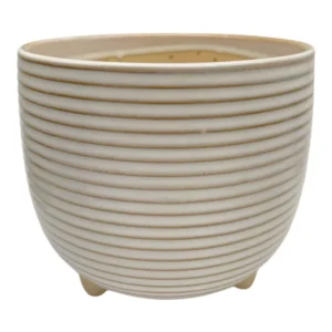 Doniczka ceramiczna kremowa w paski Mała 12cm