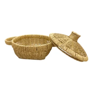 Kosz z technorattanu z pokrywką mały Boho