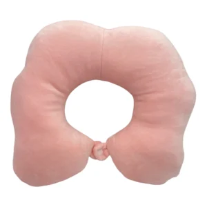 Poduszka podróżna rogal na szyję kwiatek z zapięciem Różowa