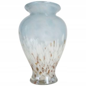 WAZON SZKLANY DEKORACYJNY BLADY NIEBIESKI PASTELOWY KWIATY 28,5 CM