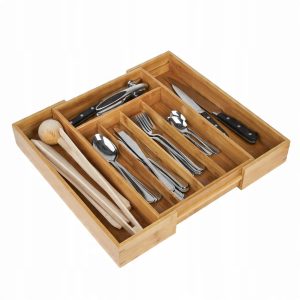 WKŁAD DO SZUFLADY SZTUĆCE REGULOWANY BAMBUSOWY WKŁAD ROZSUWANY TADAR