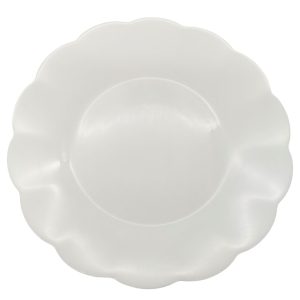 TALERZ PŁASKI OBIADOWY BIAŁY CERAMICZNY FALBANA 25 CM