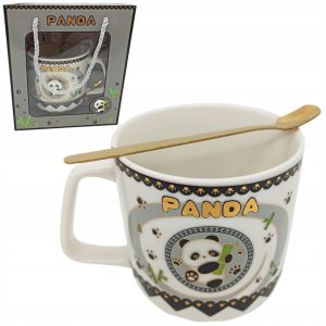 KUBEK CERAMICZNY KOLOROWY PANDA Z OZDOBNYM PUDEŁKIEM PREZENT