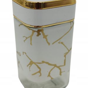 PRZYPRAWNIK SZKLANY NA PRZYPRAWY SÓL PIEPRZ MARMUR ZŁOTO BIAŁY 9,5 CM