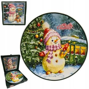 TALERZ ŚWIĄTECZNY ŚWIĘTA BAŁWAN PREZENT DEKORACJA OZDOBA W PUDEŁKU 25 CM