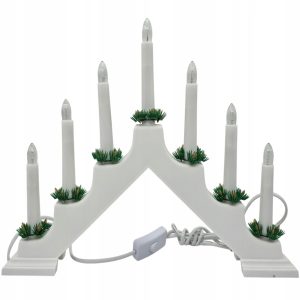 ŚWIECZNIK ADWENTOWY BIAŁY PLASTIKOWY 7 ŚWIEC ŚWIĄTECZNY 40,5 CM